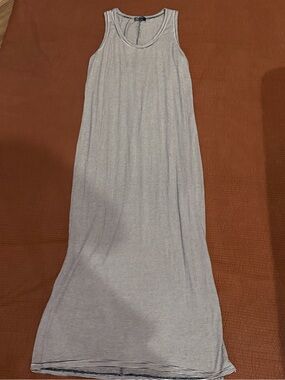 Gap Striped Tank Maxi Dress,  Navy Blue Knit, Women Size L Petite, Beachy & slit